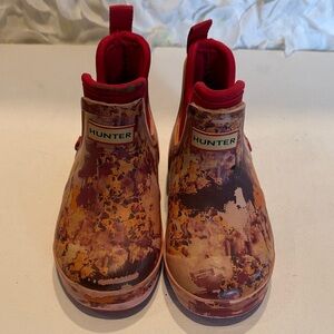 Hunter Kids Red & Multicolor Splash Rubber Rain Boots